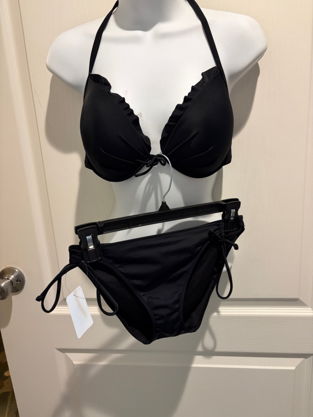 Victoria's Secret Black Ruffle Halter Bikini
